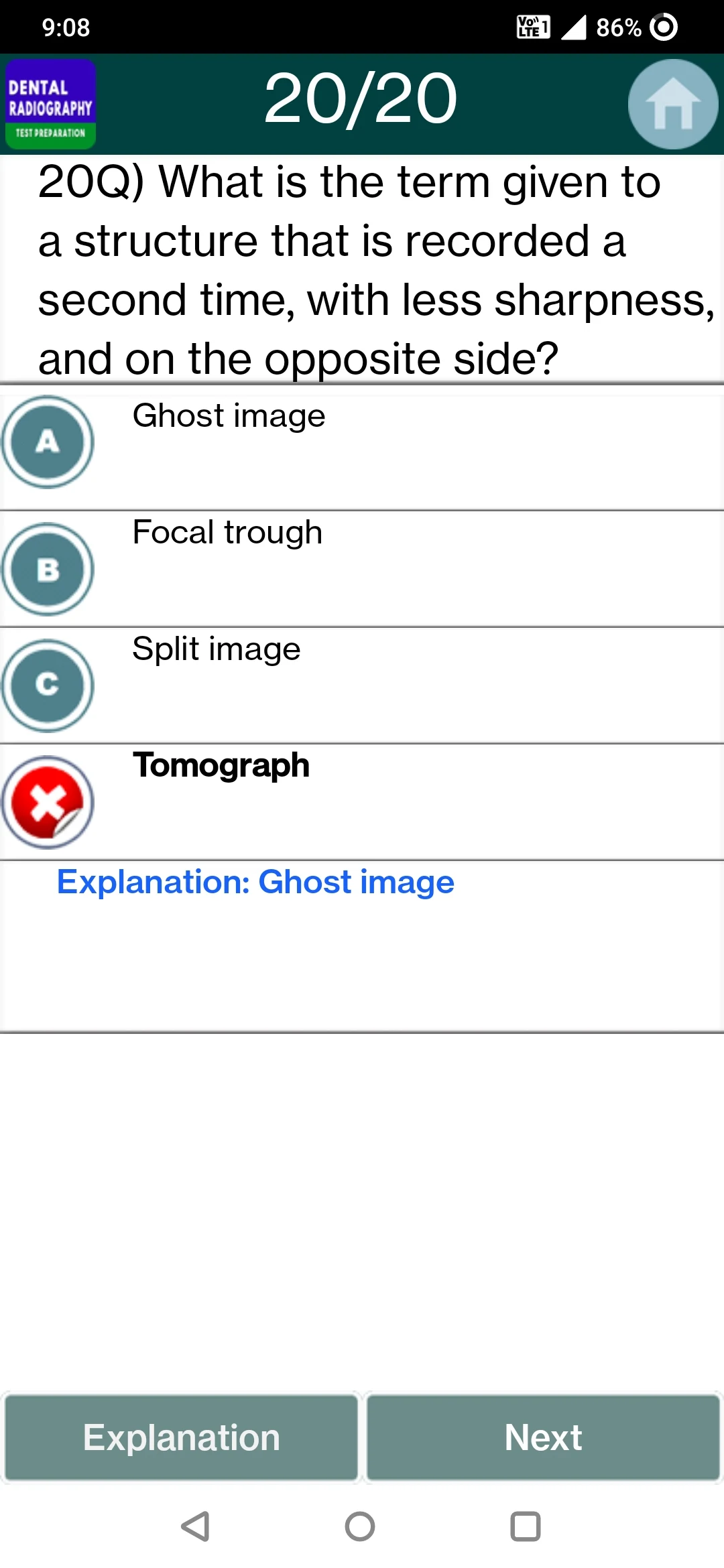 Dental Radiography Quiz screenshot